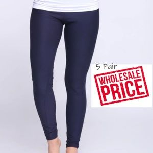 New Women's 5 Pair OS Navy Blue Leggings WHOLESALE